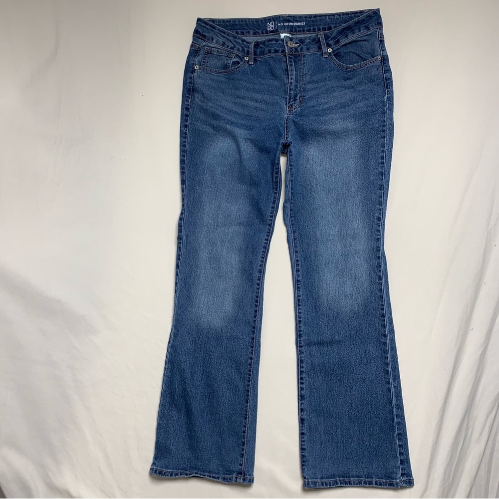 Bootcut Jeans Women’s 17 High Rise Fade Whiskering Blue Denim Boot Medium Wash